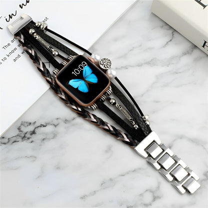 Pulsera trenzada de varios hilos para Apple Watch, con dije de árbol de la vida, para mujer, modelo Ténecia