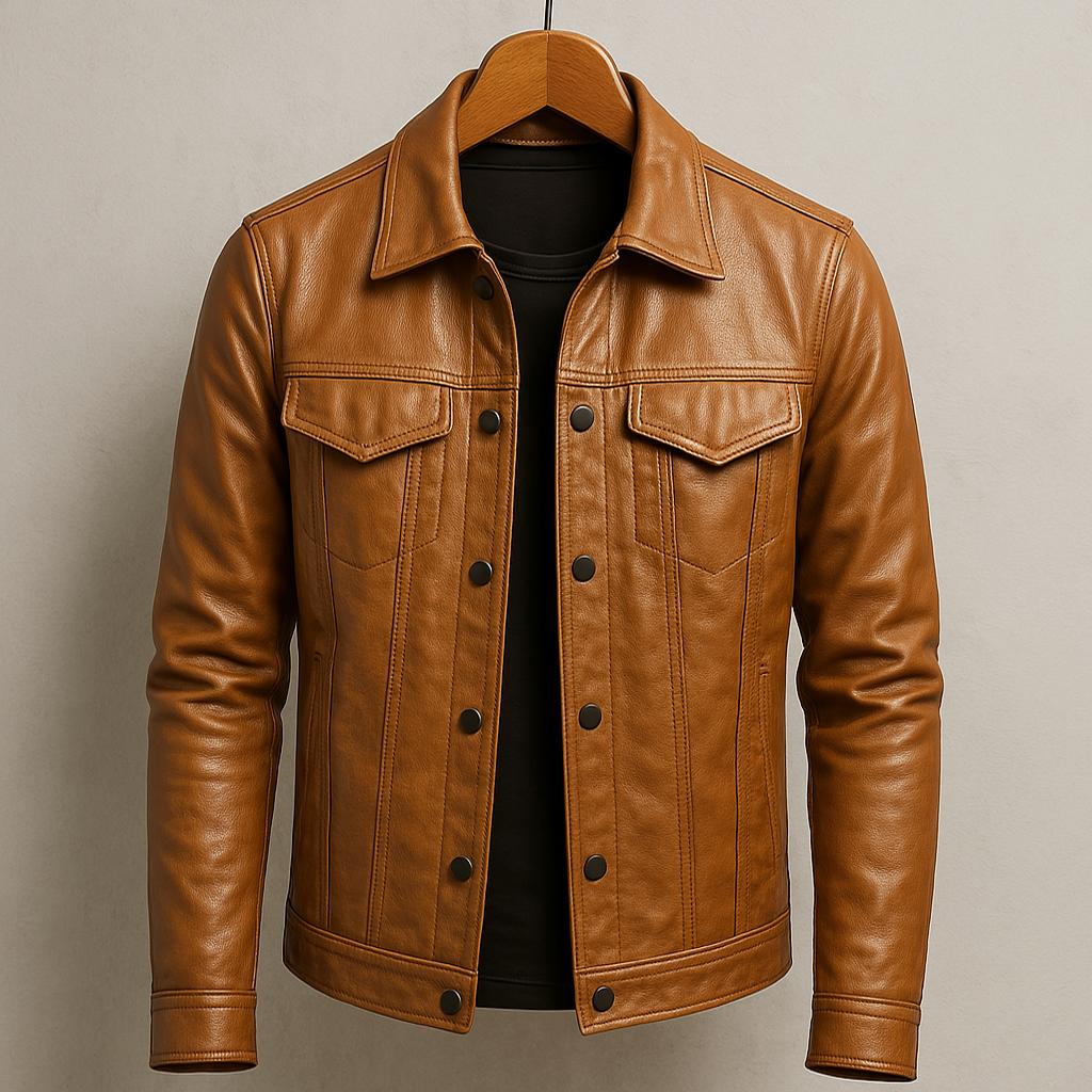 Chaqueta de Cuero Auténtico Hombre Ligera | Calvetti