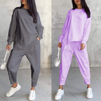 Conjunto de sudadera de manga larga con bajo irregular y pantalones para mujer | Urban