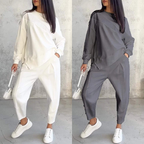 Conjunto de sudadera de manga larga con bajo irregular y pantalones para mujer | Urban