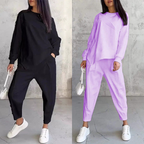 Conjunto de sudadera de manga larga con bajo irregular y pantalones para mujer | Urban