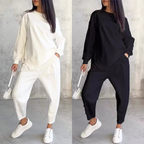 Conjunto de sudadera de manga larga con bajo irregular y pantalones para mujer | Urban