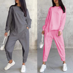 Conjunto de sudadera de manga larga con bajo irregular y pantalones para mujer | Urban