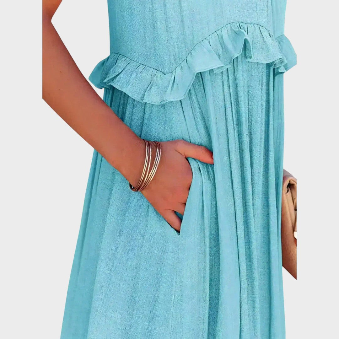 Vestido Sin Mangas Con Ribete De Volantes | Landry
