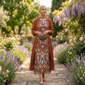 Vestido Invitada Invierno Midi Estampado Mujer con Duster a Juego | Cayetana