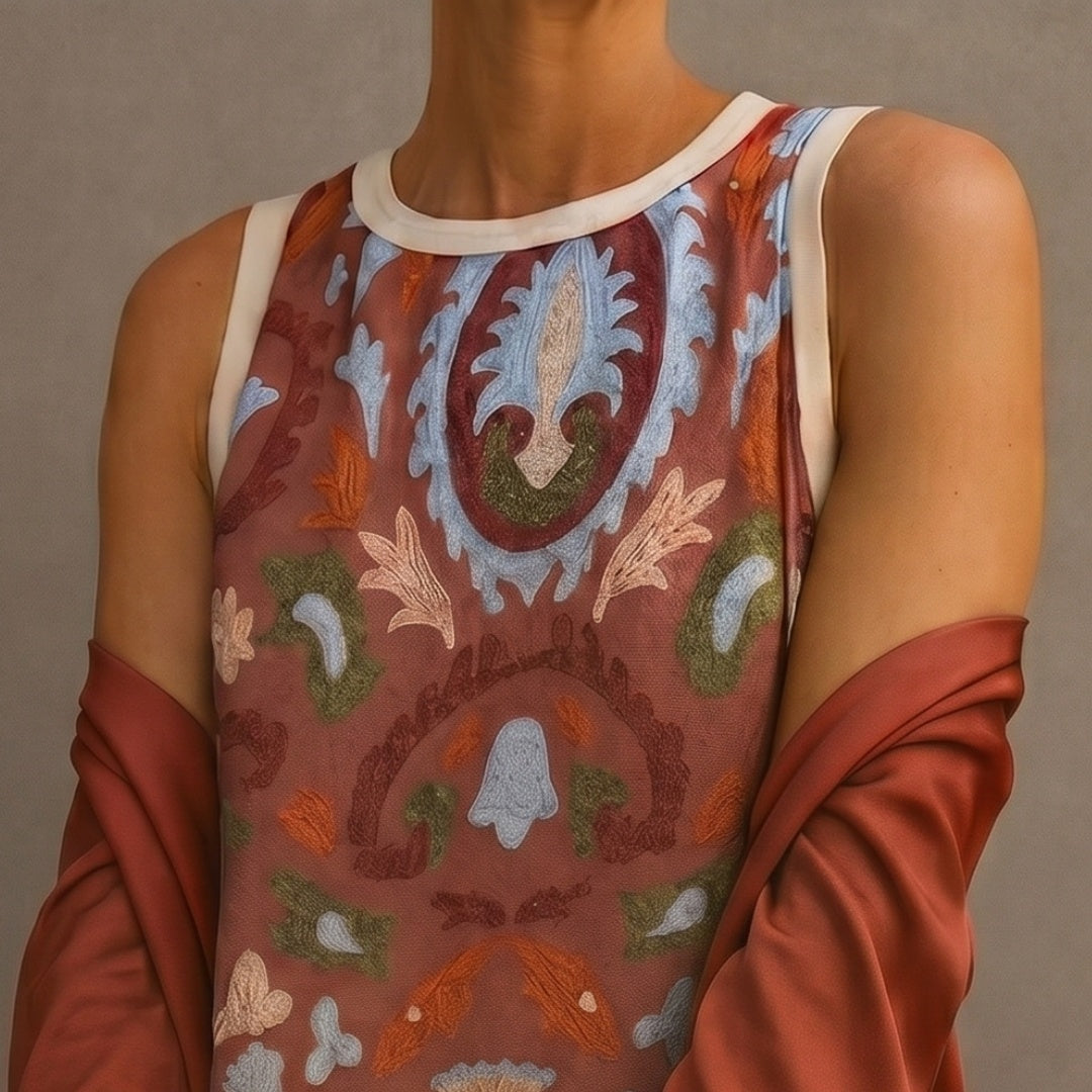 Vestido Invitada Invierno Midi Estampado Mujer con Duster a Juego | Cayetana