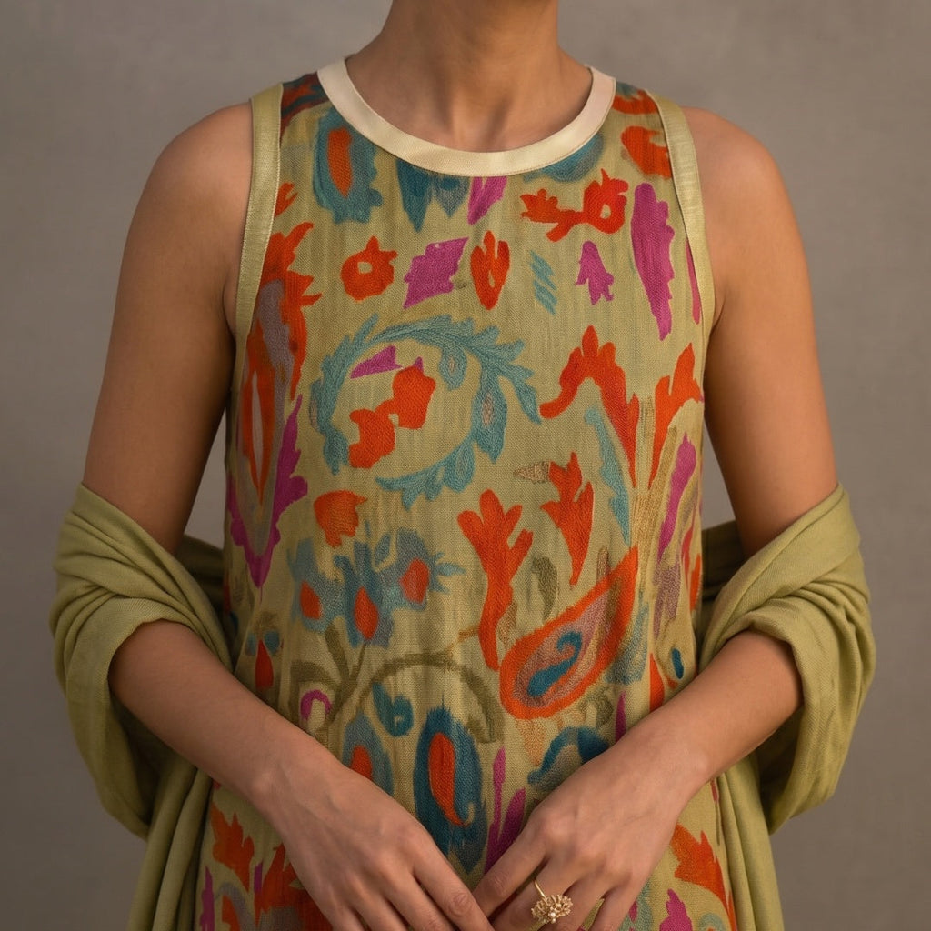 Vestido Invitada Invierno Midi Estampado Mujer con Duster a Juego | Cayetana