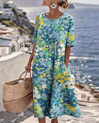 Vestido midi floral suelto y ligero | Elena
