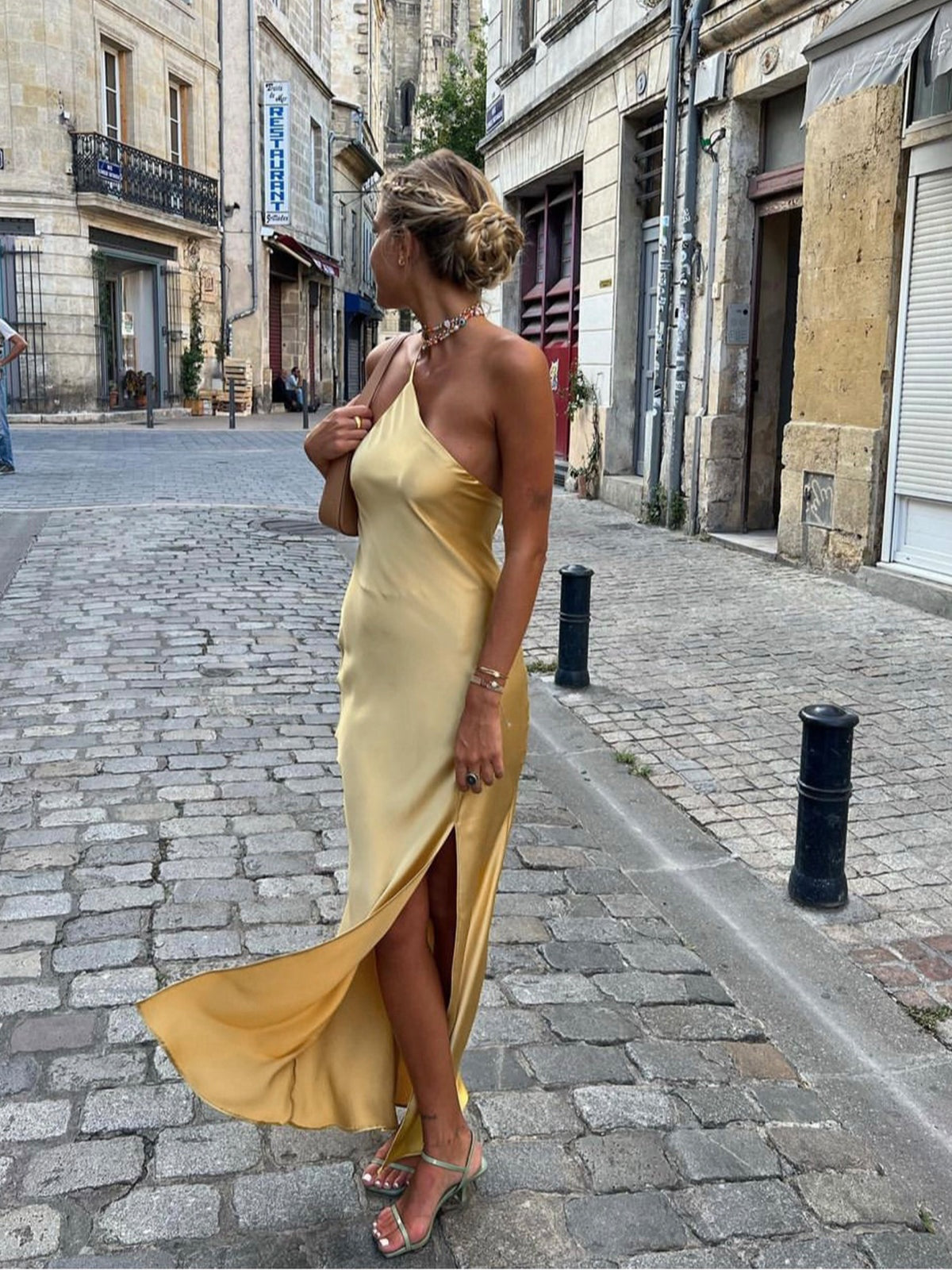 Vestido Largo Lencero Mujer Tirante Fino Espalda Abierta | Celia