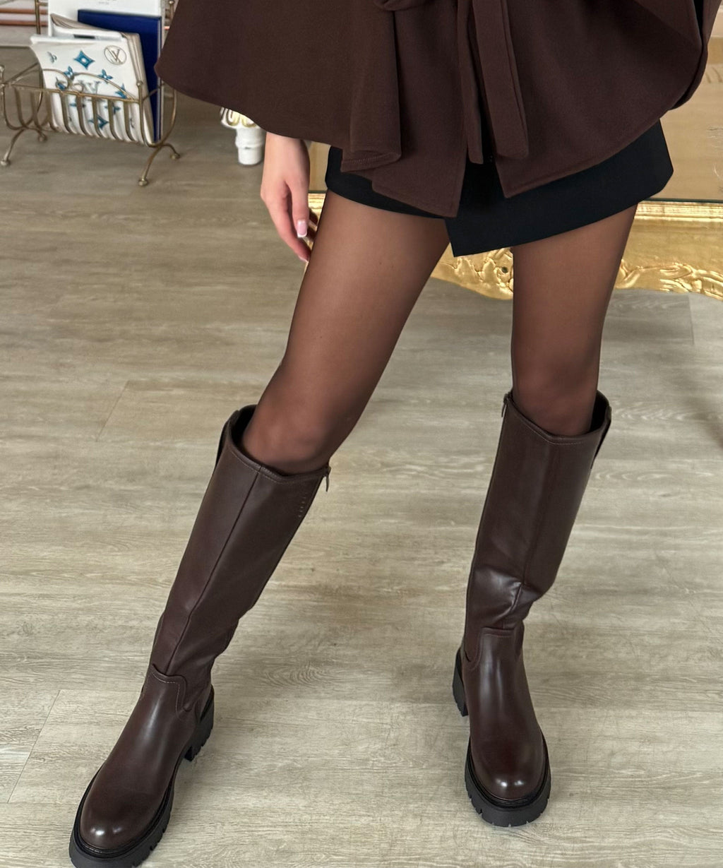 Botas Altas con Tacón Forradas Mujer | Chira Marrón