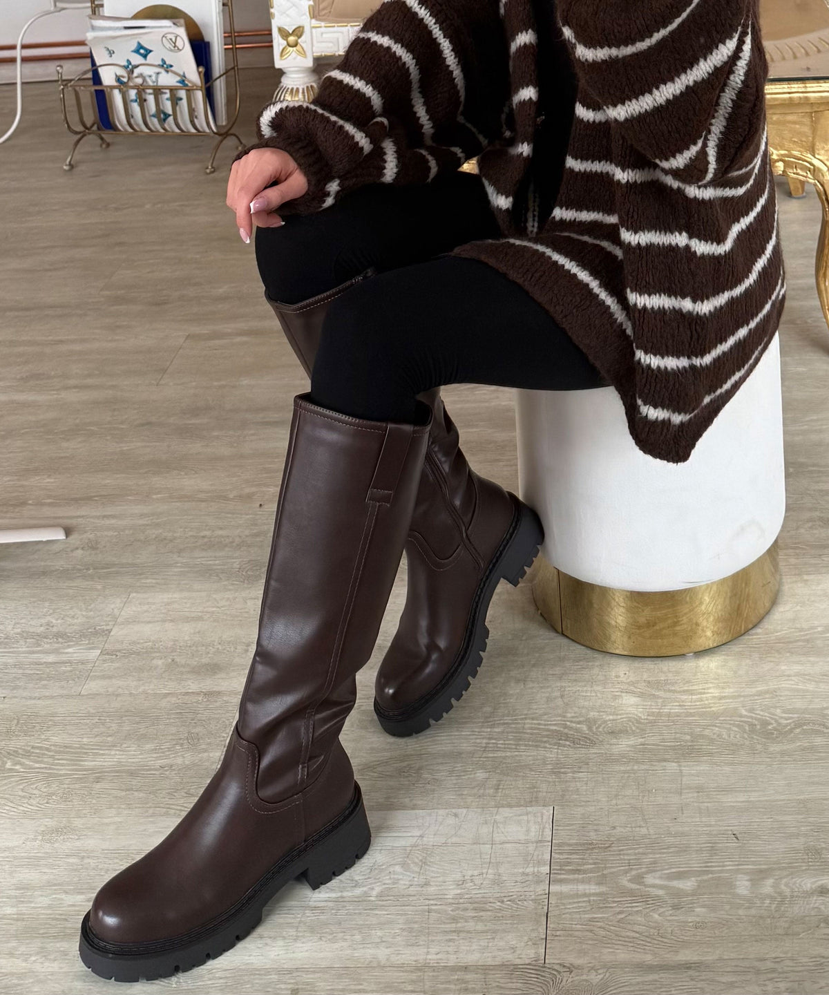 Botas Altas con Tacón Forradas Mujer | Chira Marrón