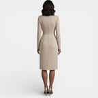 Vestido Midi Elegante Escote V Corte A Mujer | Luna Cruz