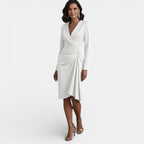 Vestido Midi Elegante Escote V Corte A Mujer | Luna Cruz