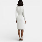 Vestido Midi Elegante Escote V Corte A Mujer | Luna Cruz