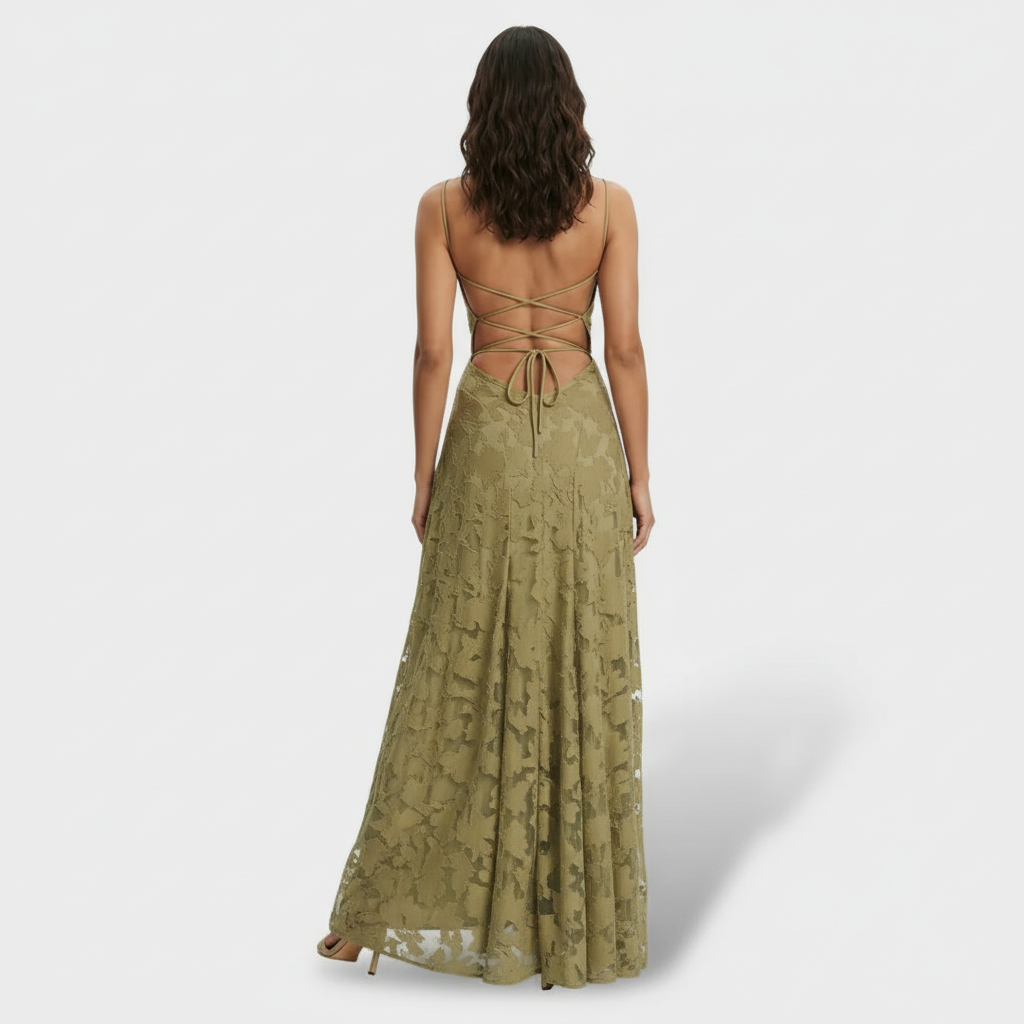 Vestido Largo Fiesta Mujer Floral Espalda Abierta | Sara