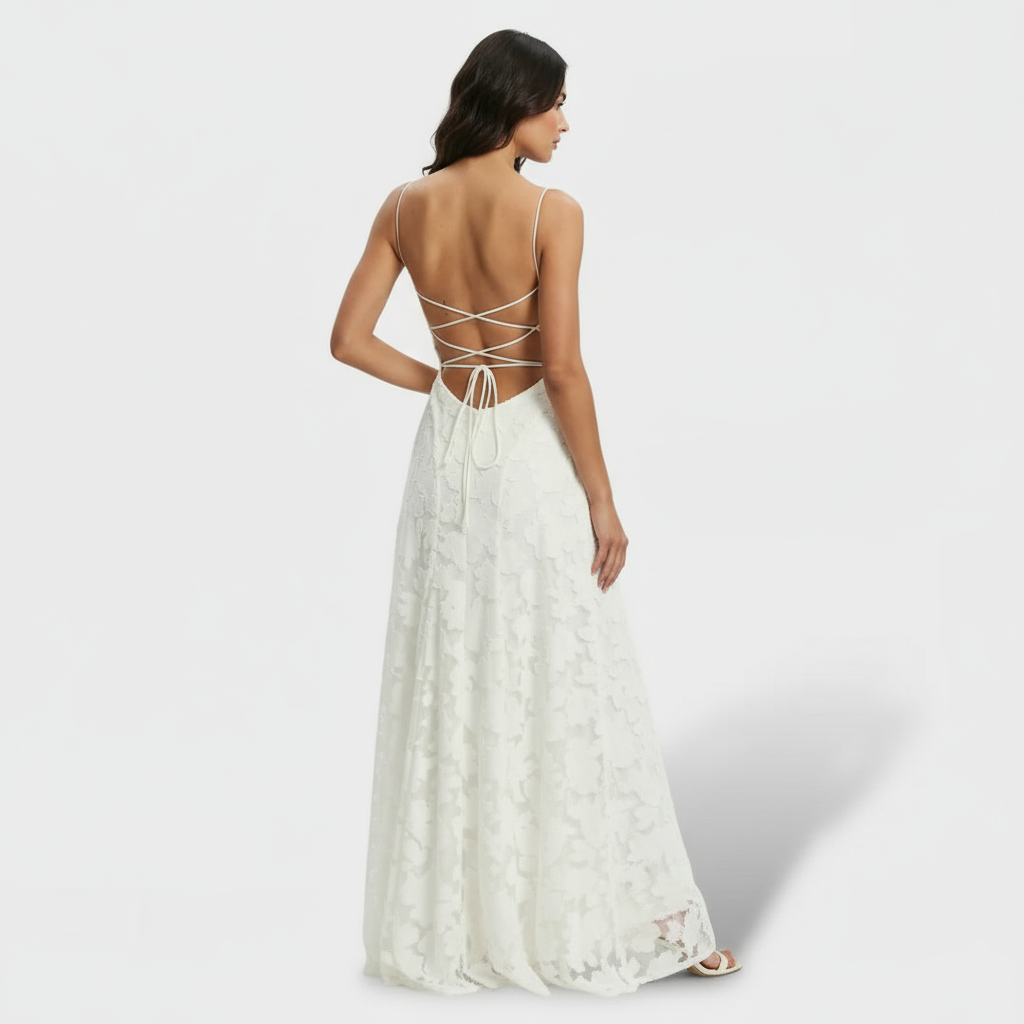 Vestido Largo Fiesta Mujer Floral Espalda Abierta | Sara