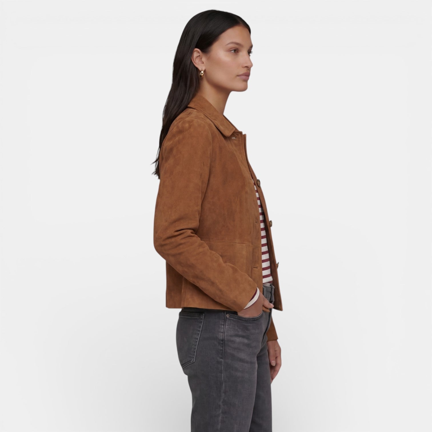 Chaqueta de Ante Marrón Mujer | Elena