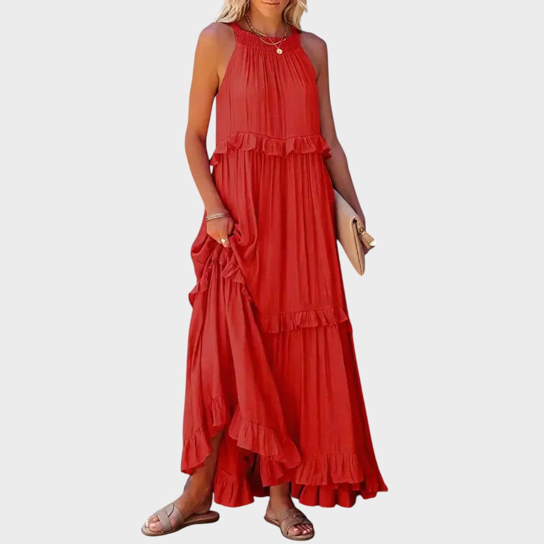 Vestido Sin Mangas Con Ribete De Volantes | Landry