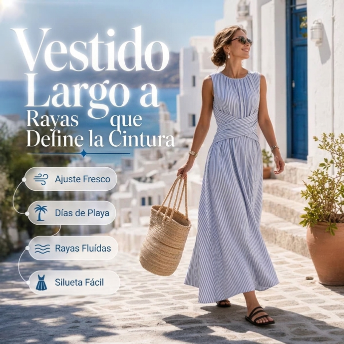 Vestido de rayas con cintura cruzada | Aitana