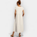 Vestido Midi Casual con Bolsillos Mujer Manga Corta | Dolores