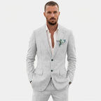 Traje de Lino de Corte Relajado Hombre Solapa Clásica | Emilio