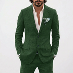 Traje de Lino de Corte Relajado Hombre Solapa Clásica | Emilio