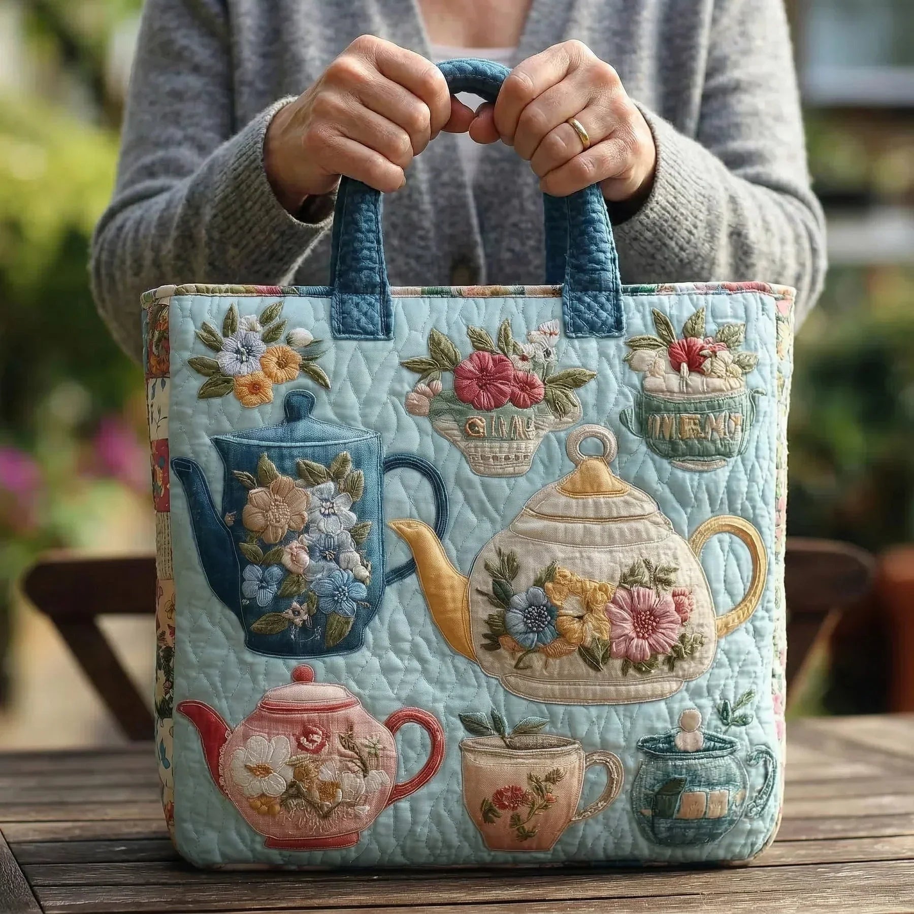 Bolso Tote Acolchado Artesanal Mujer Estampado Único | Encarnacion