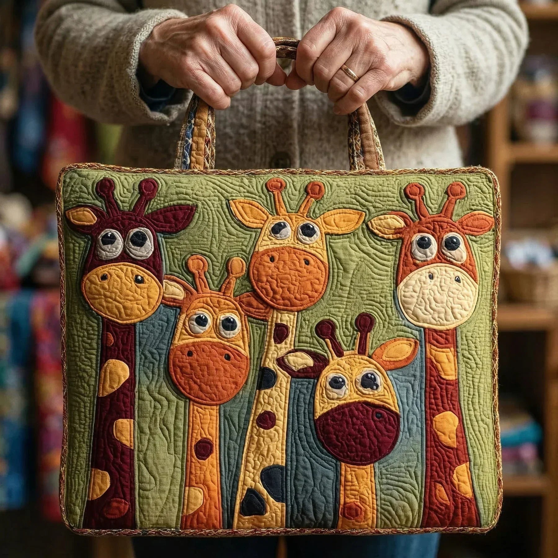 Bolso Tote Acolchado Artesanal Mujer Estampado Único | Encarnacion