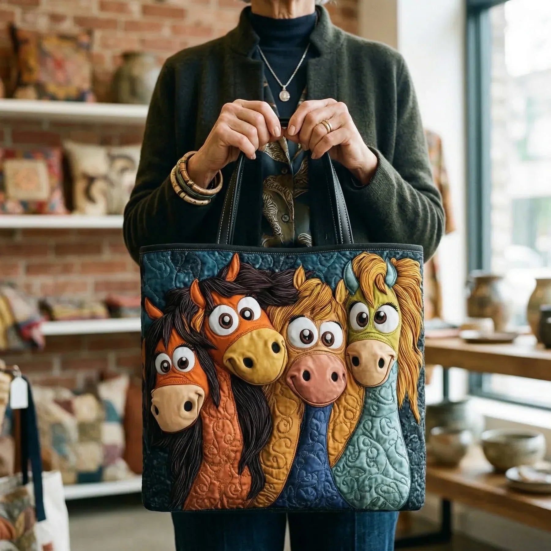 Bolso Tote Acolchado Artesanal Mujer Estampado Único | Encarnacion