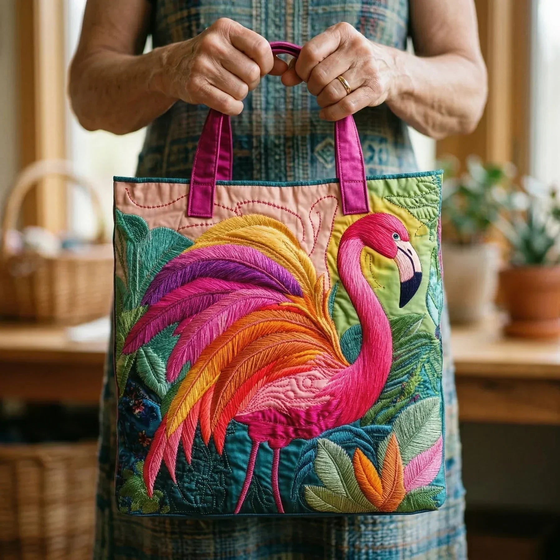 Bolso Tote Acolchado Artesanal Mujer Estampado Único | Encarnacion