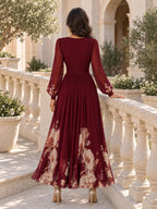Vestido de Gasa Floral con Cintura Marcada | Elena