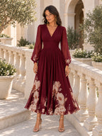Vestido de Gasa Floral con Cintura Marcada | Elena