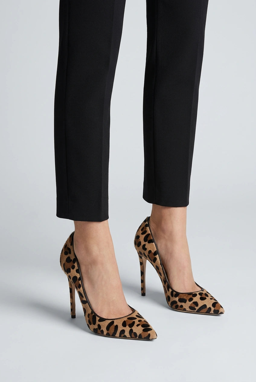 Zapatos de Tacón Efecto Ante con Estampado de Leopardo | Leona