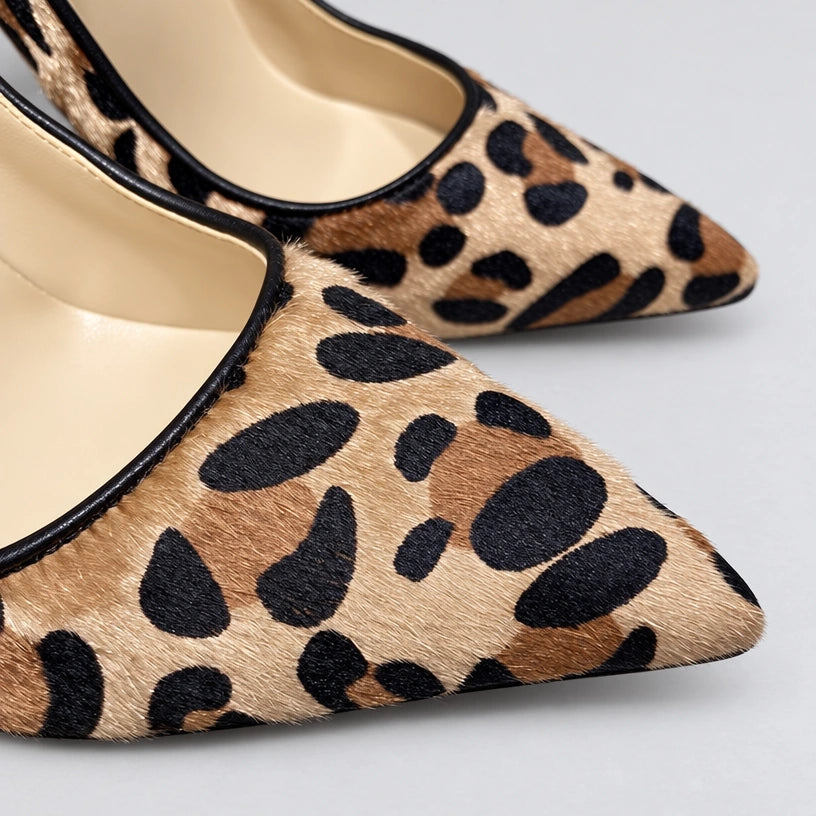 Zapatos de Tacón Efecto Ante con Estampado de Leopardo | Leona