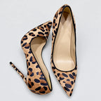 Zapatos de Tacón Efecto Ante con Estampado de Leopardo | Leona