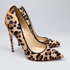 Zapatos de Tacón Efecto Ante con Estampado de Leopardo | Leona