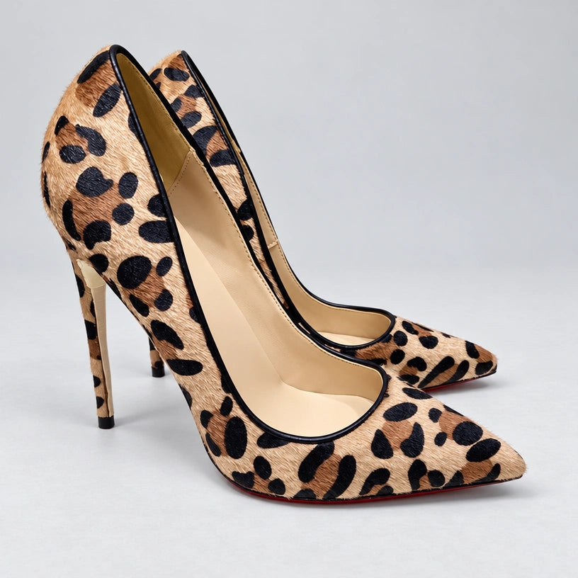 Zapatos de Tacón Efecto Ante con Estampado de Leopardo | Leona