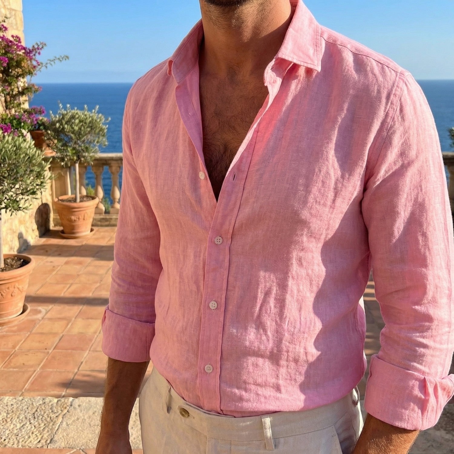 Camisa de Lino de Manga Larga Hombre Ajuste Relajado | Fernando