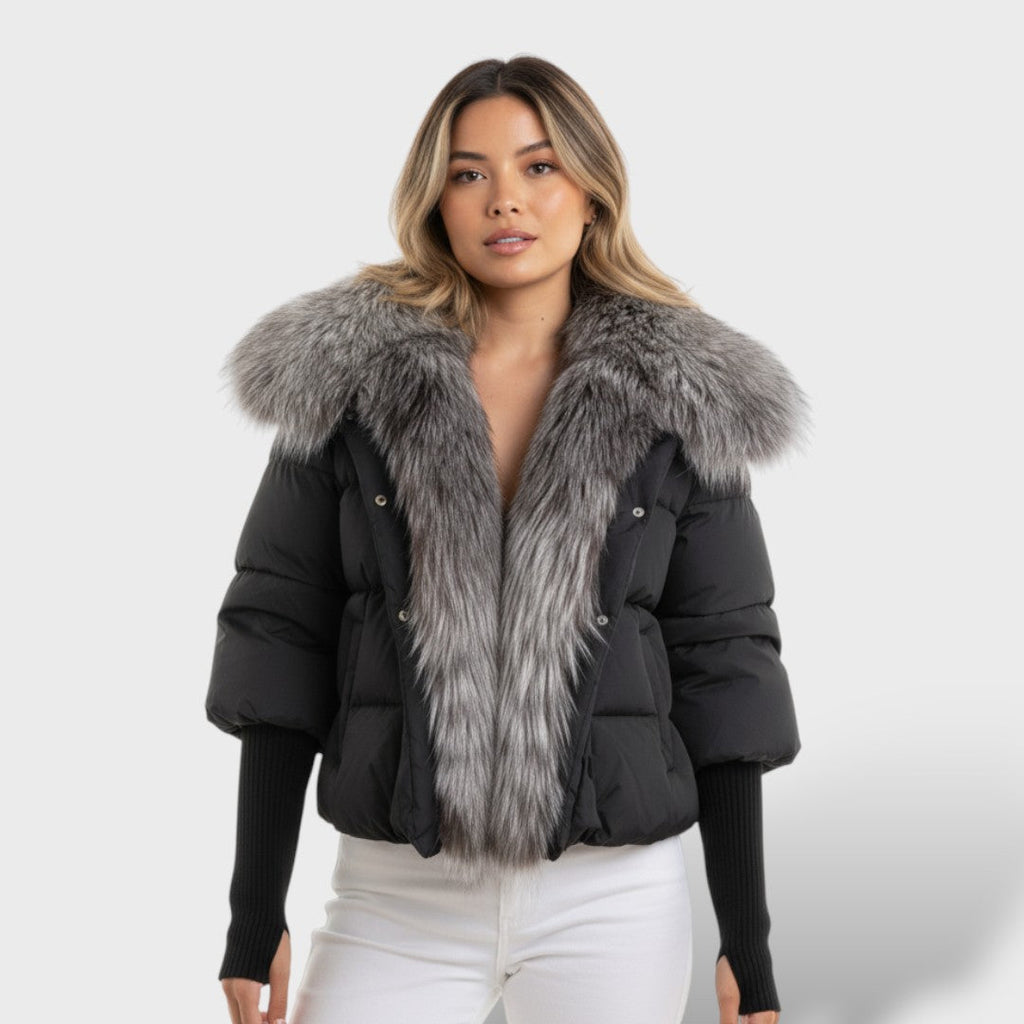 Chaqueta Acolchada con Cuello de Pelo Sintético para Mujer | Nieves