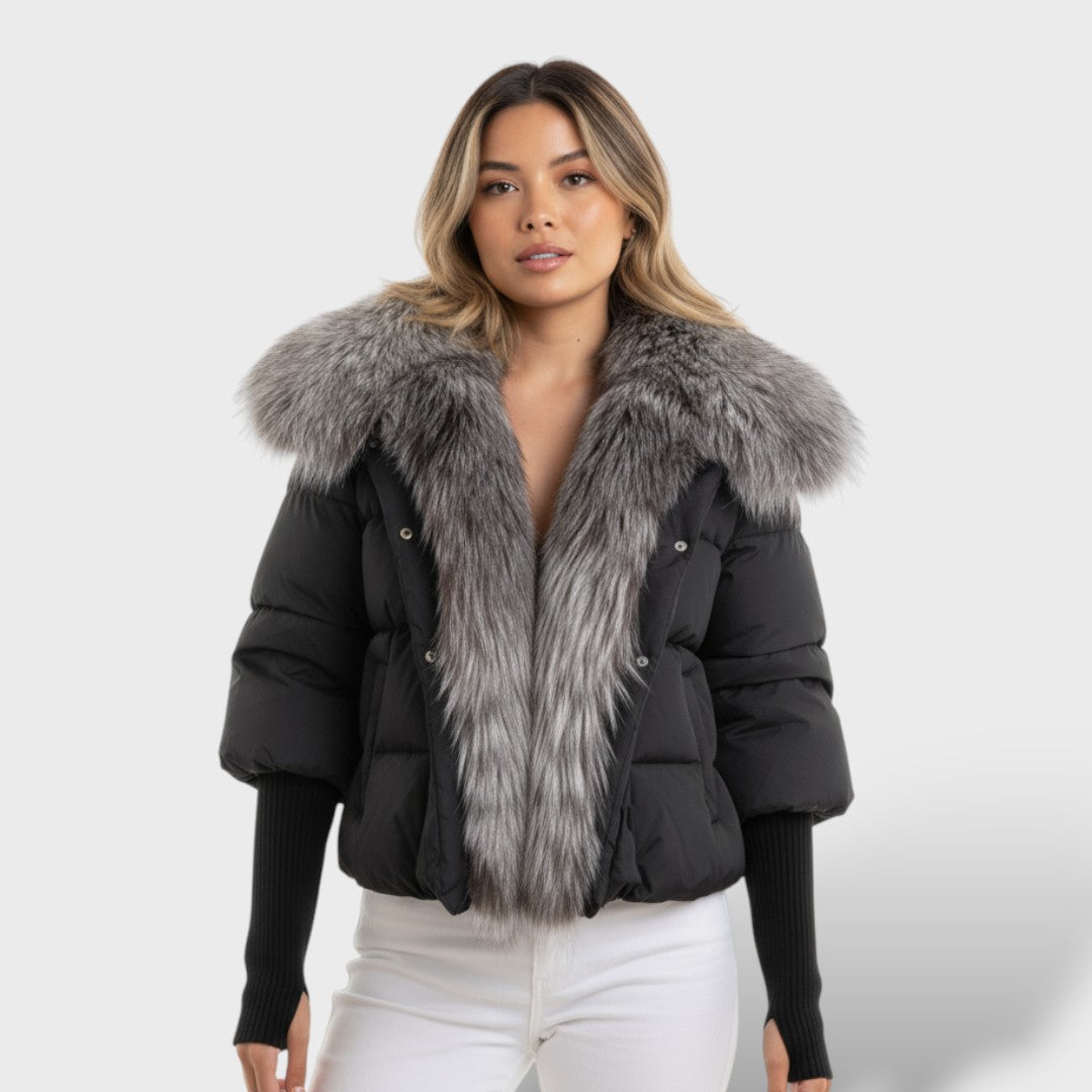 Chaqueta Acolchada con Cuello de Pelo Sintético para Mujer | Nieves