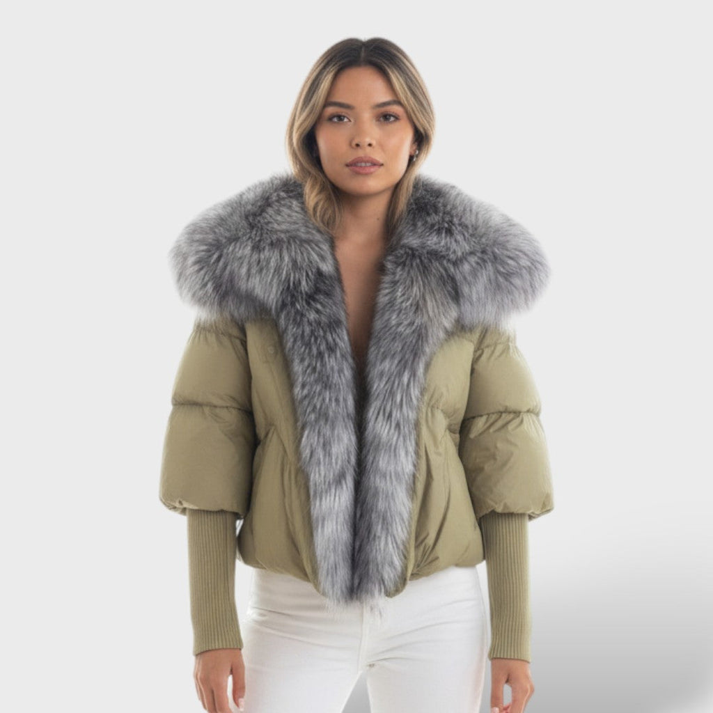 Chaqueta Acolchada con Cuello de Pelo Sintético para Mujer | Nieves