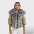 Chaqueta Acolchada con Cuello de Pelo Sintético para Mujer | Nieves