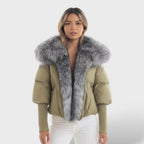 Chaqueta Acolchada con Cuello de Pelo Sintético para Mujer | Nieves