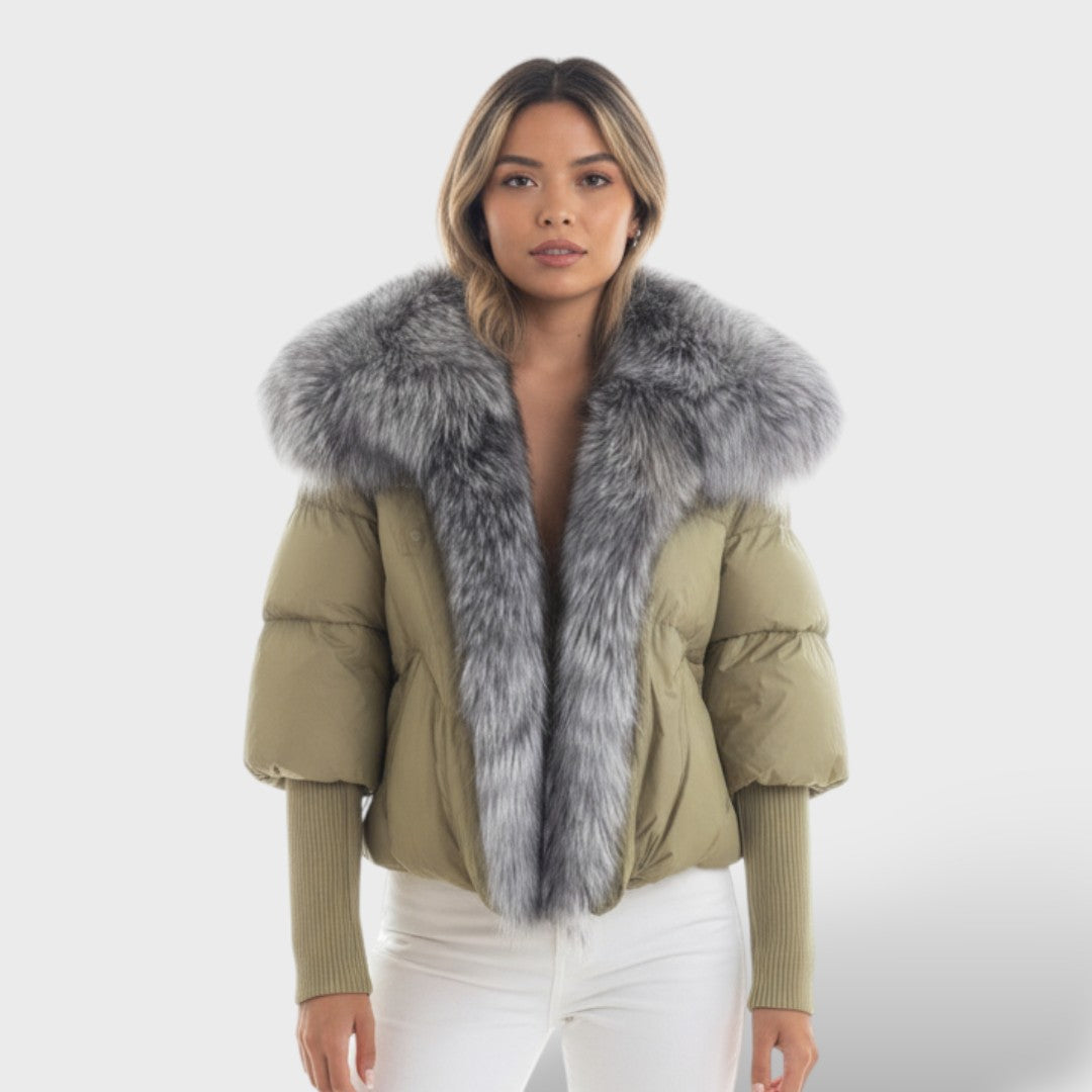 Chaqueta Acolchada con Cuello de Pelo Sintético para Mujer | Nieves