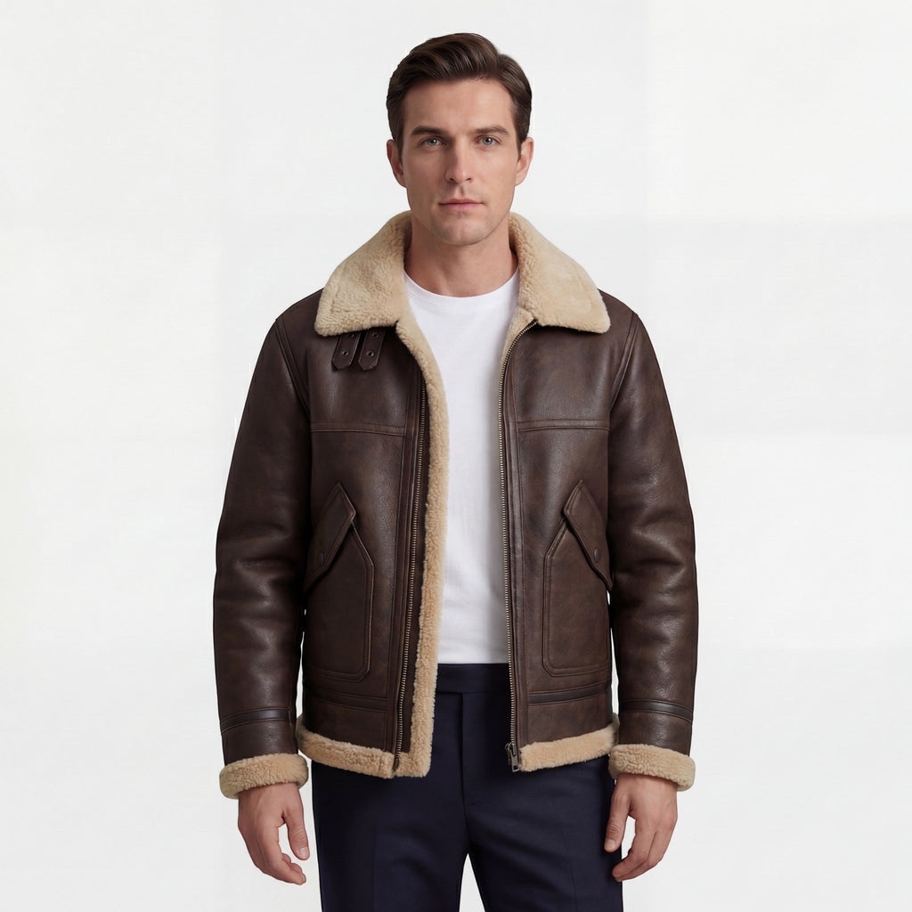 Chaqueta de hombre forrada de polar y lana de cordero – corte informal