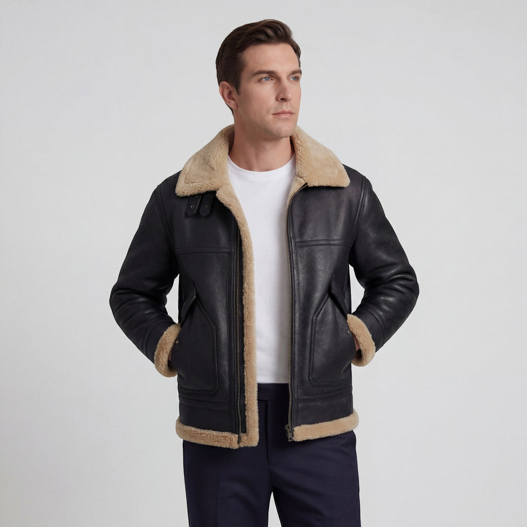 Chaqueta de hombre forrada de polar y lana de cordero – corte informal