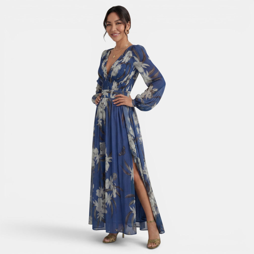 Vestido Maxi Floral Mujer Escote V