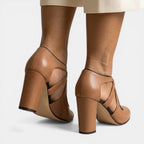 Sandalias T-strap Cuero Tacón Mujer | Dune