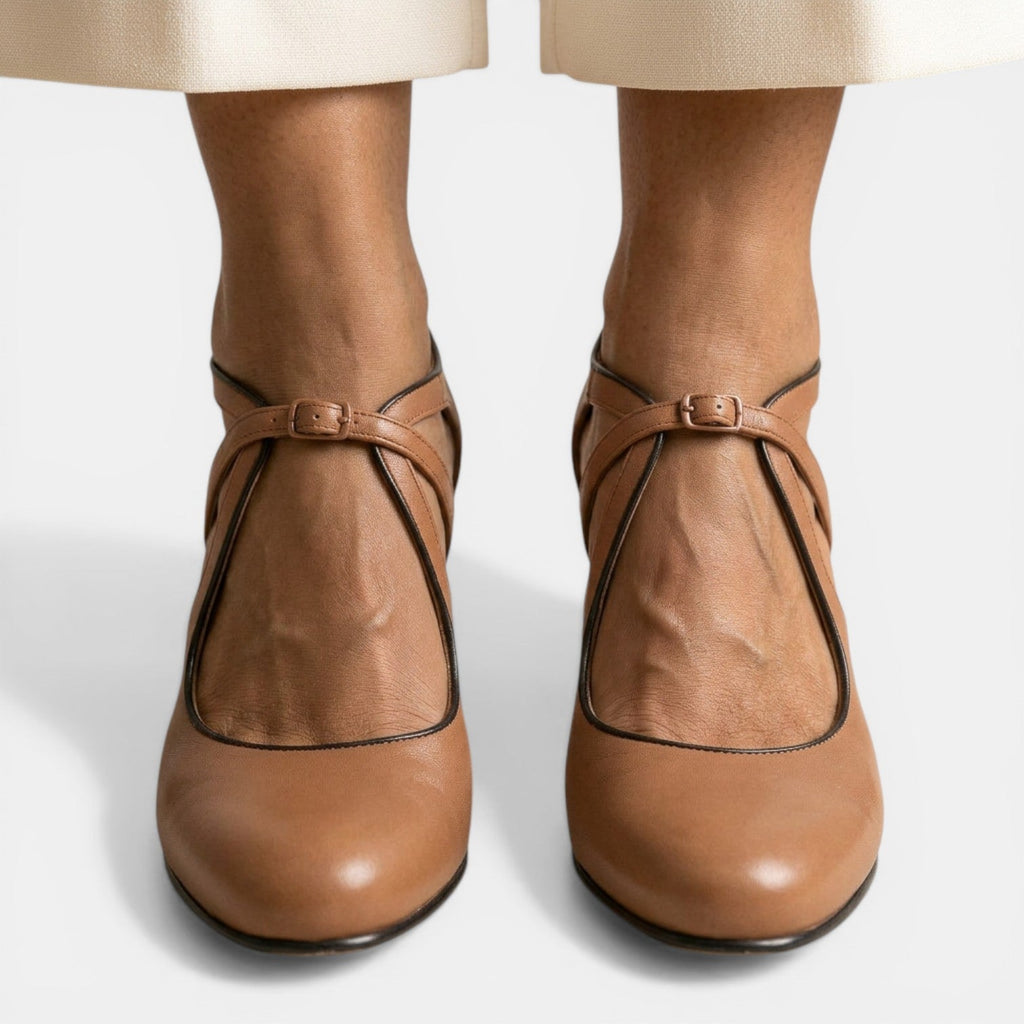 Sandalias T-strap Cuero Tacón Mujer | Dune