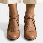 Sandalias T-strap Cuero Tacón Mujer | Dune